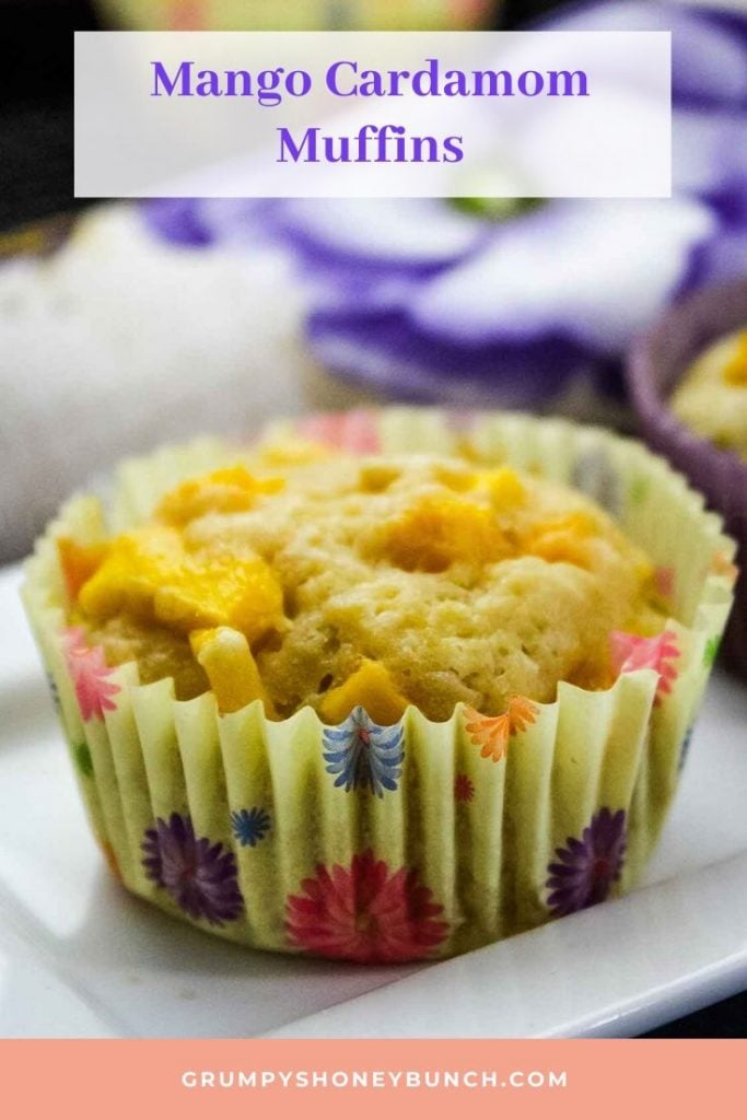 Pinnable Image for Mango Cardamom Muffins