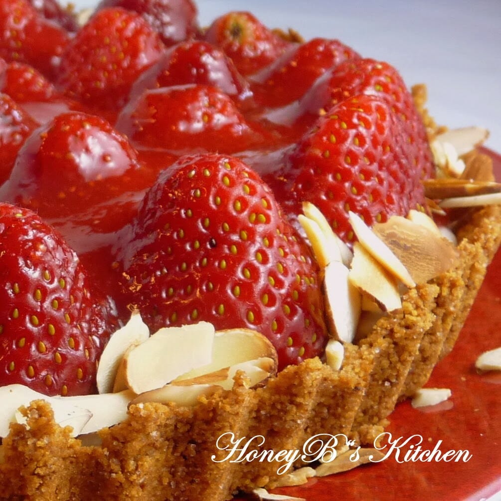 Up close image of Strawberry Almond Cream Tart.