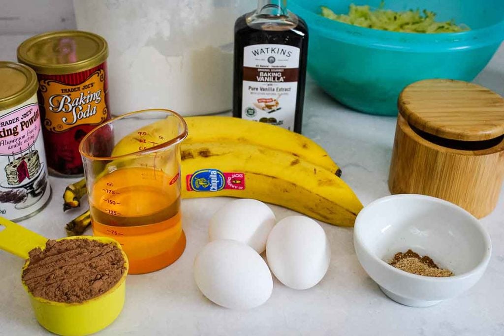 ingredients for muffins set in place