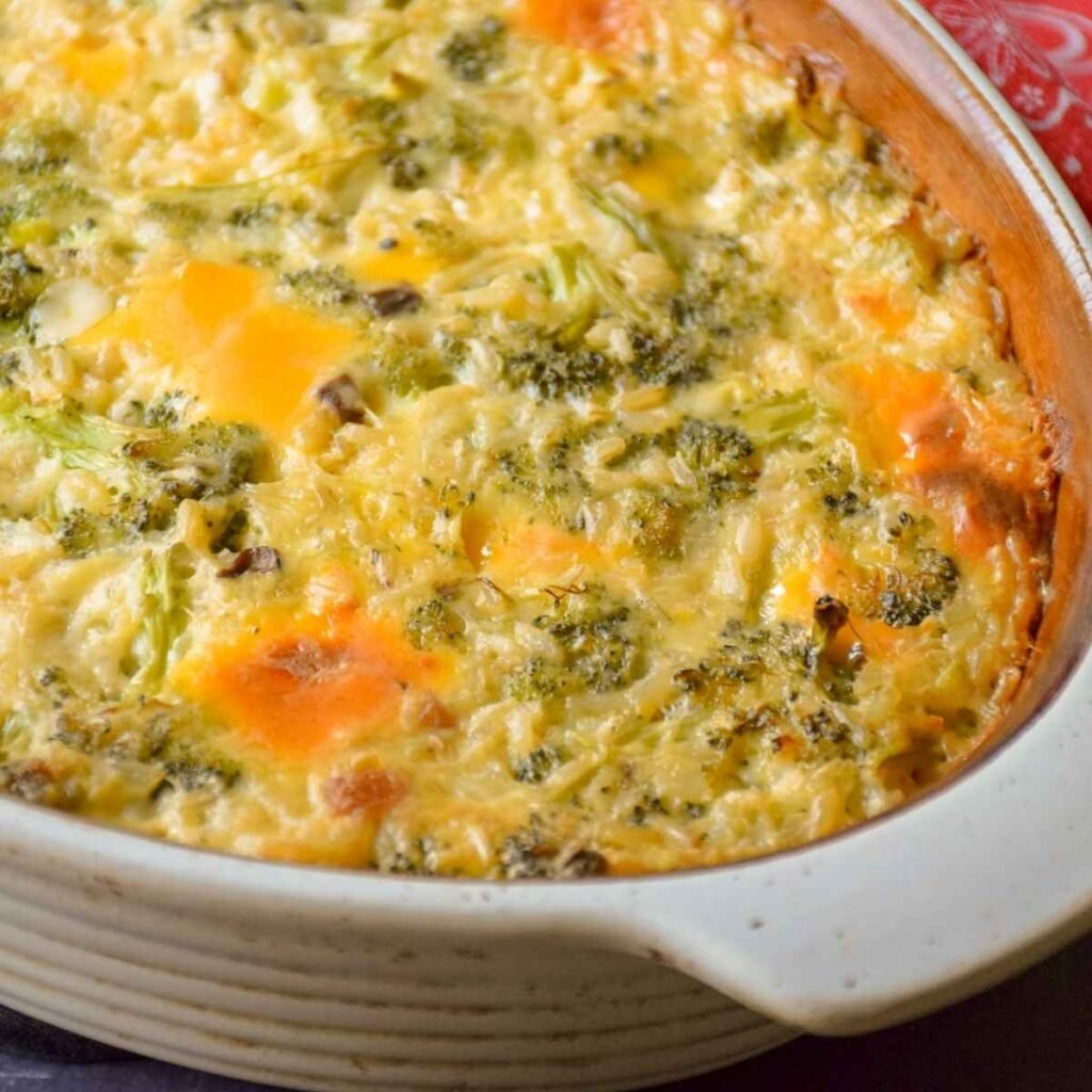 Featured image for broccoli rice casserole.