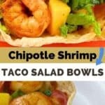 Pinterest image for chipotle shrimp taco bowl.