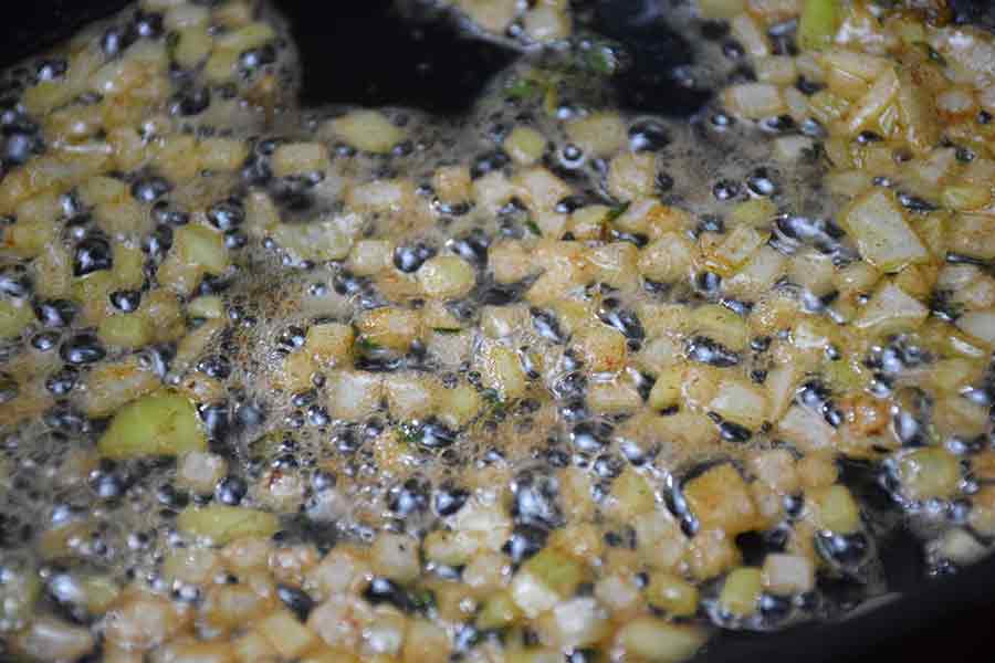 onions cooking in the butter