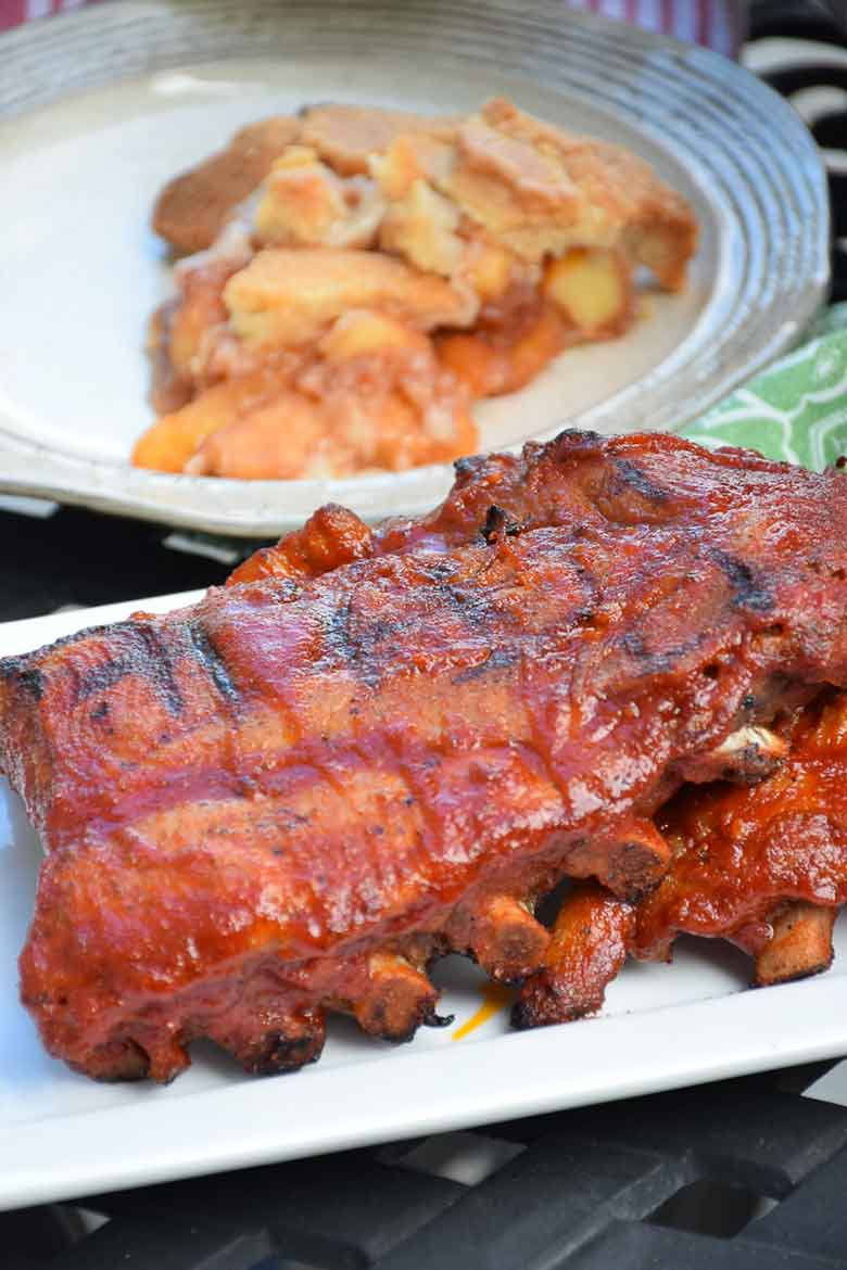 Stove top Ribs on a white plate.