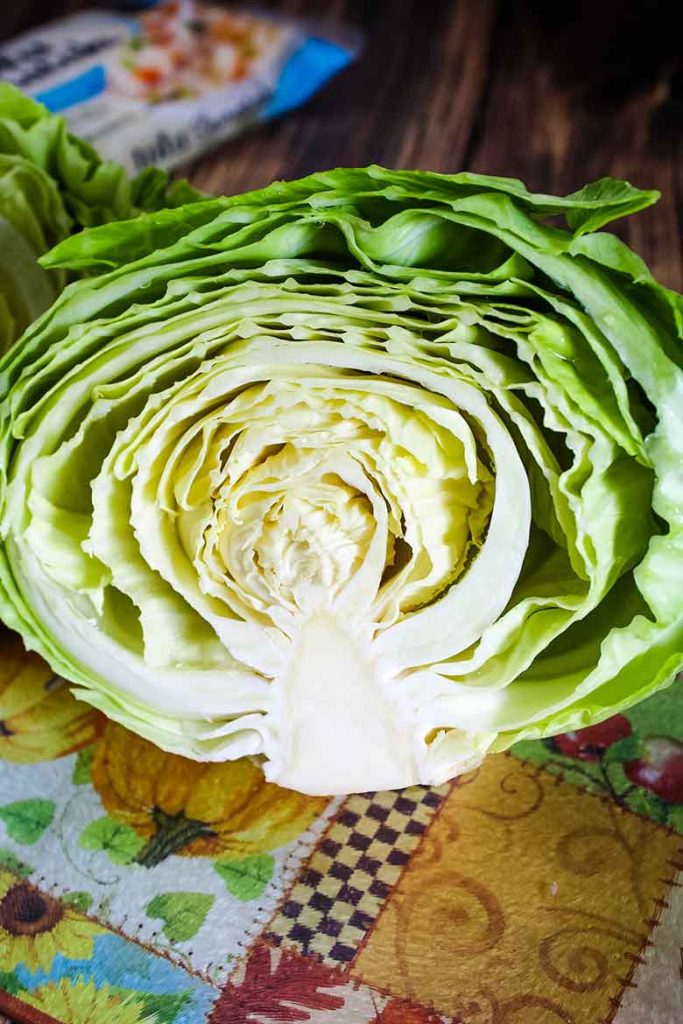 head of cabbage cut in half