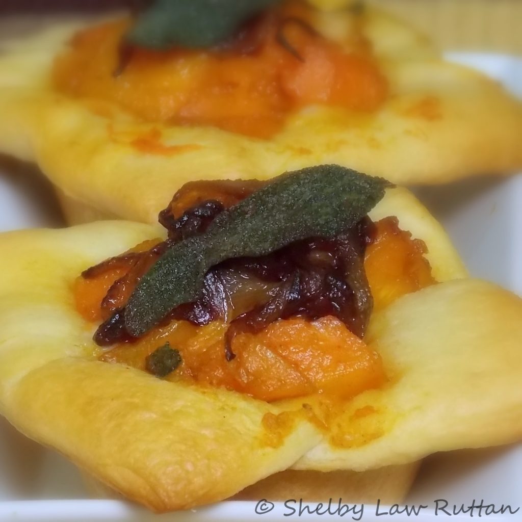 Butternut Squash Tarts with Caramelized Onions and Crispy Sage Grumpy