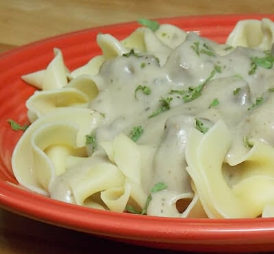 Venison in Mushroom Gravy over Egg Noodles