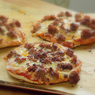 Easy Sausage Pita Pizza