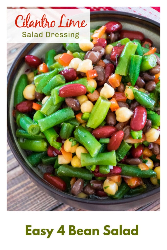 pinnable image for 4 bean salad with cilantro lime dressing