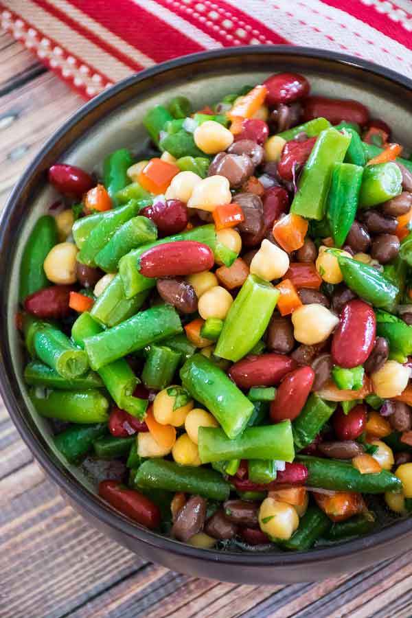 overhead shot of 4 bean salad