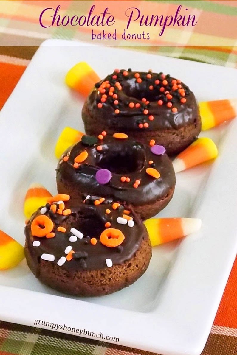 Chocolate Pumpkin Baked Donuts - Grumpy's Honeybunch