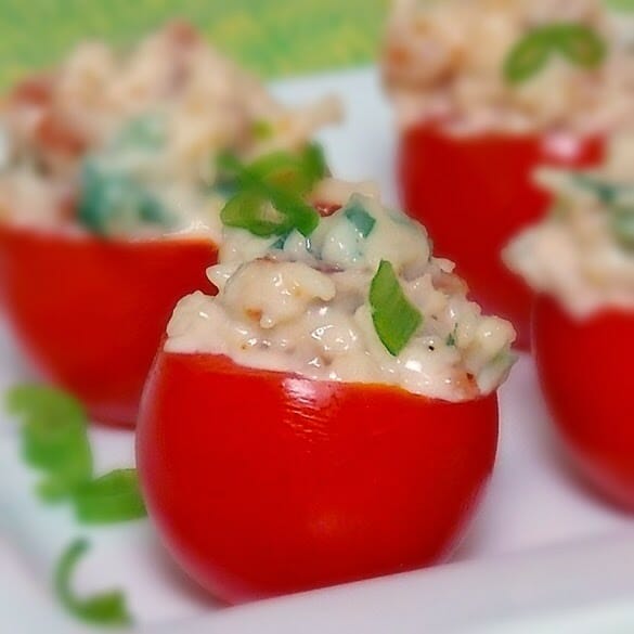 BLT stuffed cherry tomatoes.