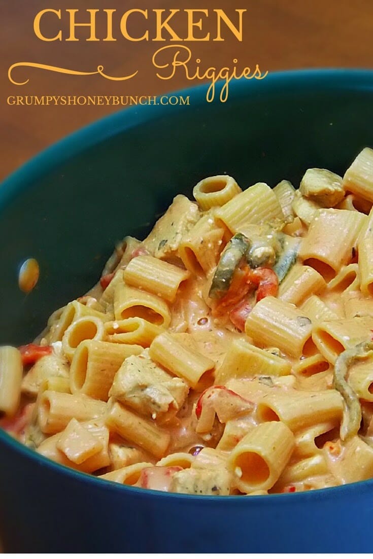 Creamy Chicken Riggies pinnable image