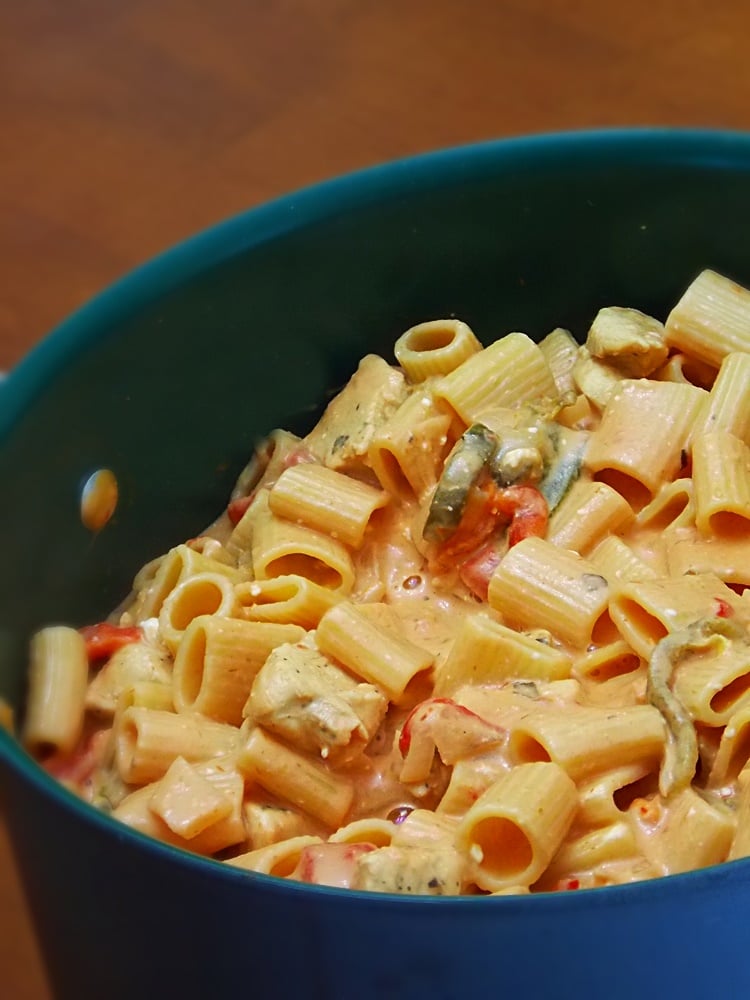 Creamy Chicken Riggies in a big stock pot