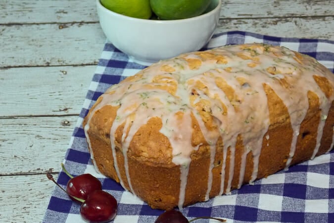 Cherry Poundcake with Lime Glaze