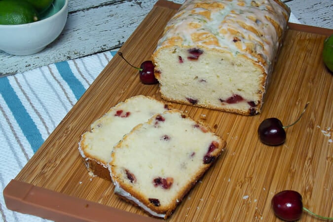 Cherry Poundcake with Lime Glaze