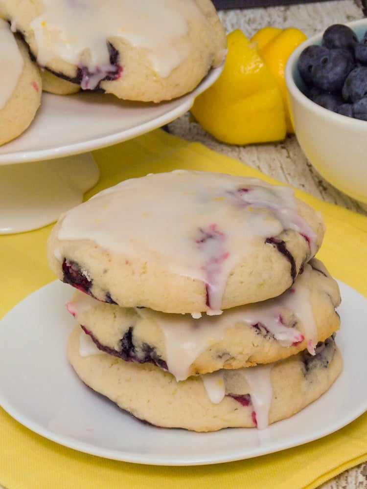 Soft Blueberry Cookies with Lemon Glaze