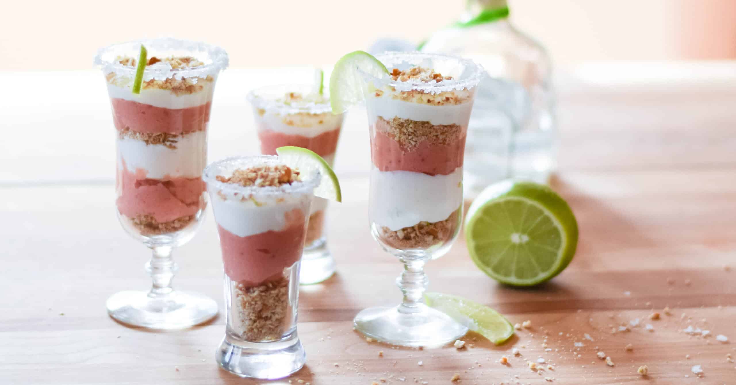 Strawberry Margarita Cheesecake Shooters