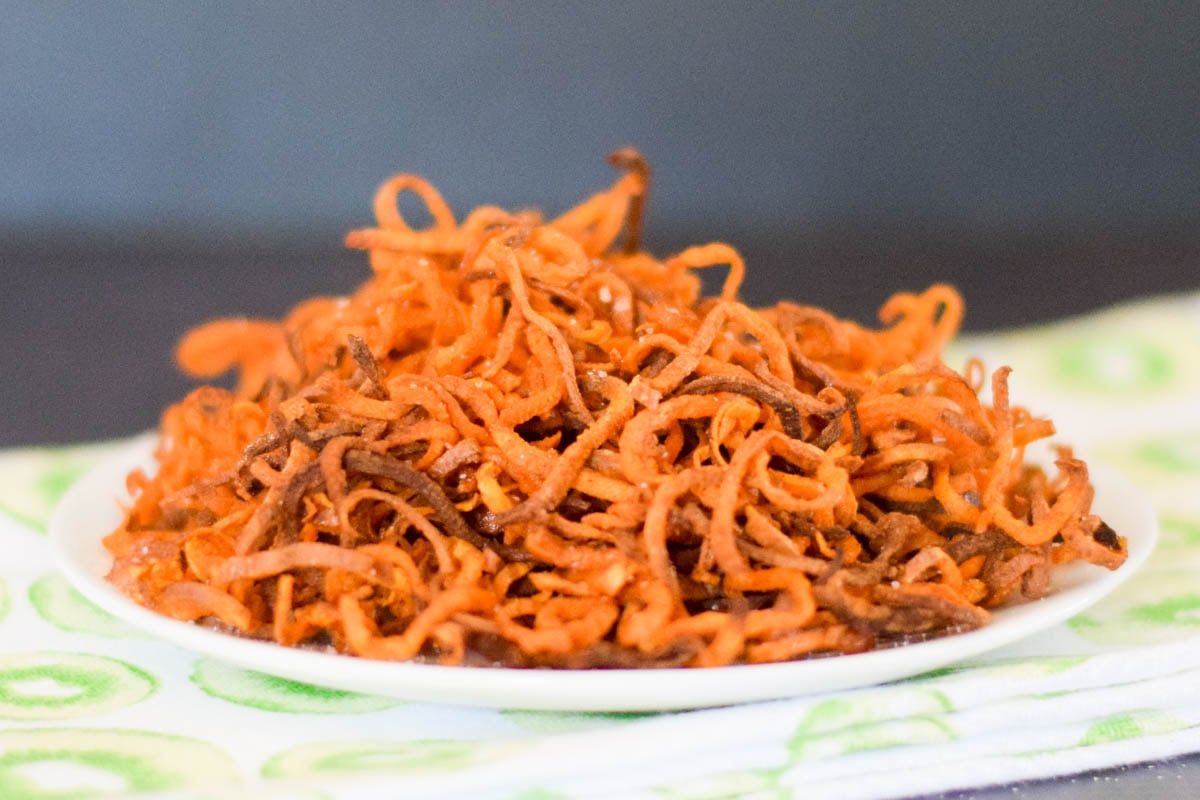 Crispy Crunchy Shoestring Potatoes - Simply Sated