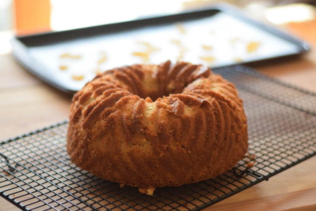 unglazed Rustic Pound Cake on cooling rack