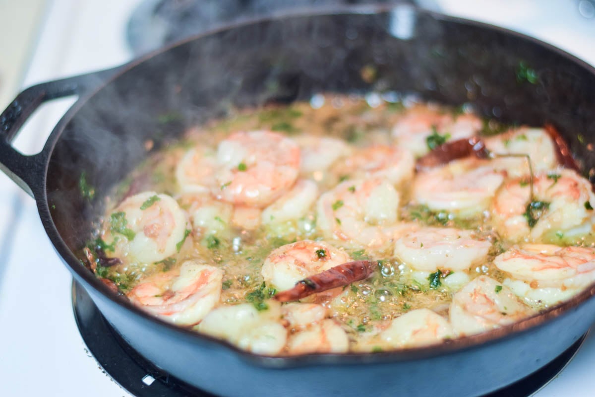 Garlicky Shrimp in Pancetta Olive Oil