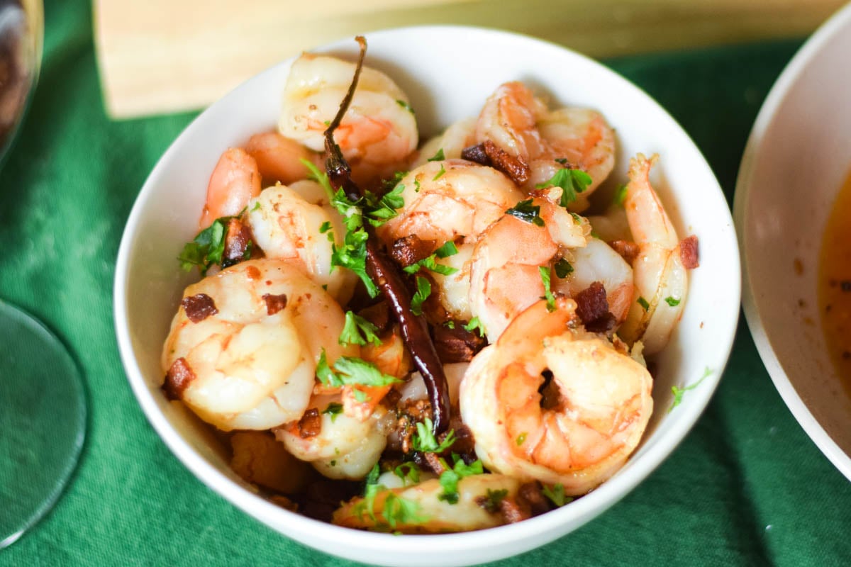 Garlicky Shrimp in Pancetta Olive Oil