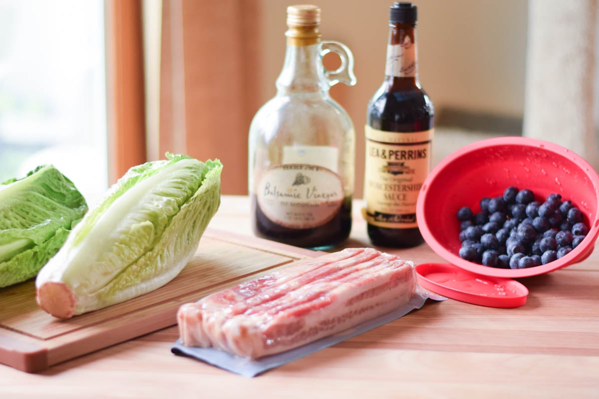 Blueberry, Blue Cheese, and Pecan Grilled Romaine Salad