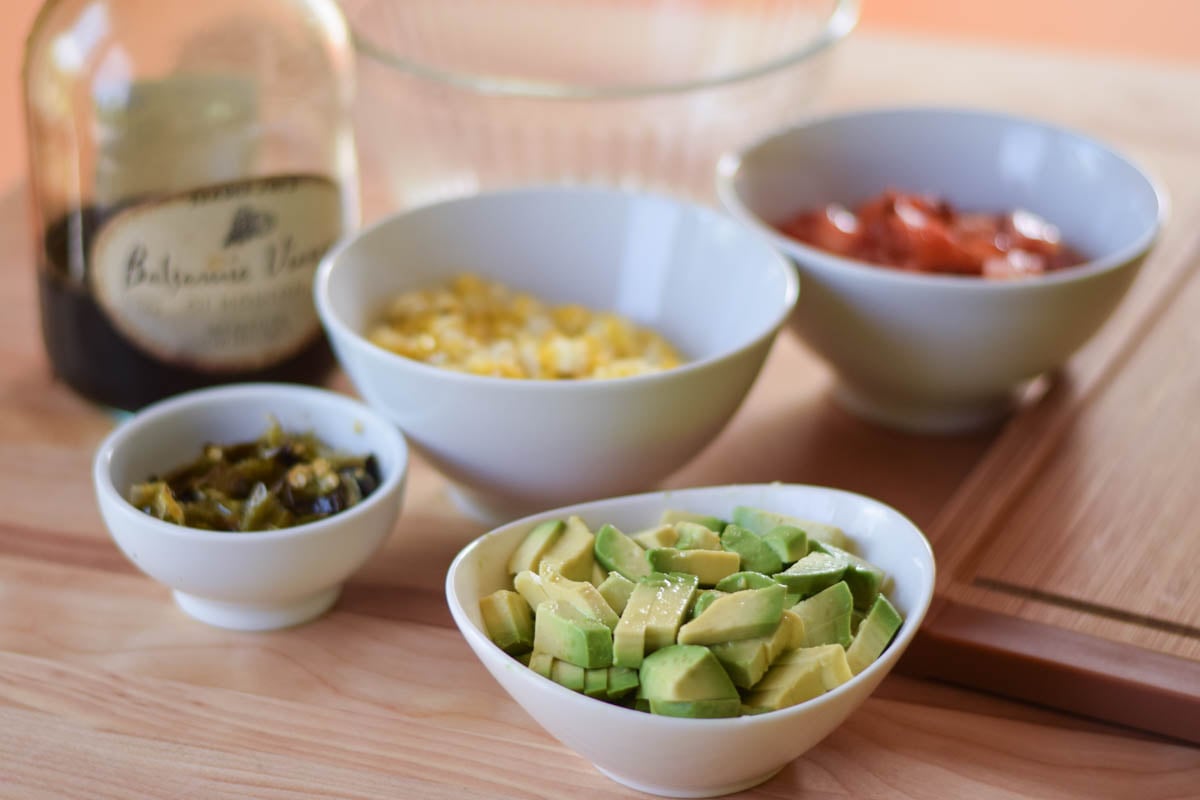 Steak with Grilled Corn Avocado Salad