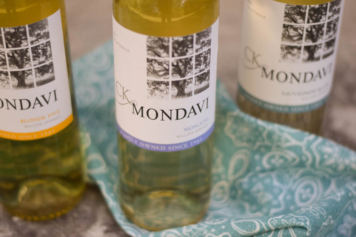 Three bottles of CK Mondavi wine.