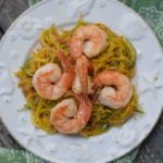 shrimp and zucchini noodles overhead shot