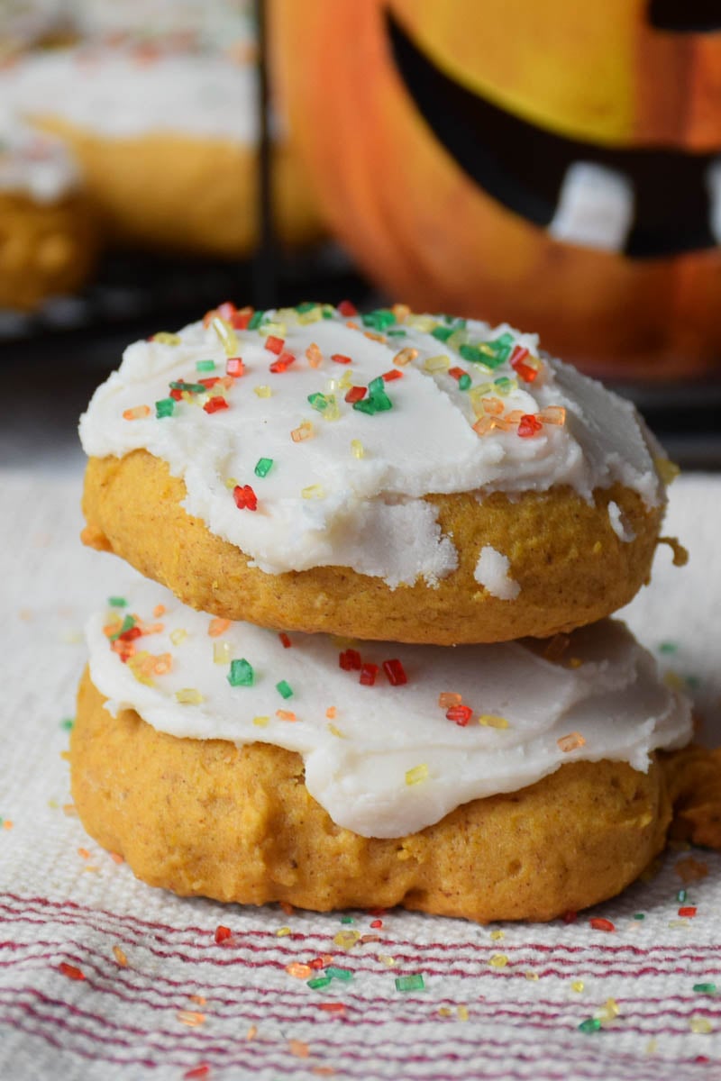 Soft Pumpkin Cookies with Buttered Rum Frosting #PumpkinWeek