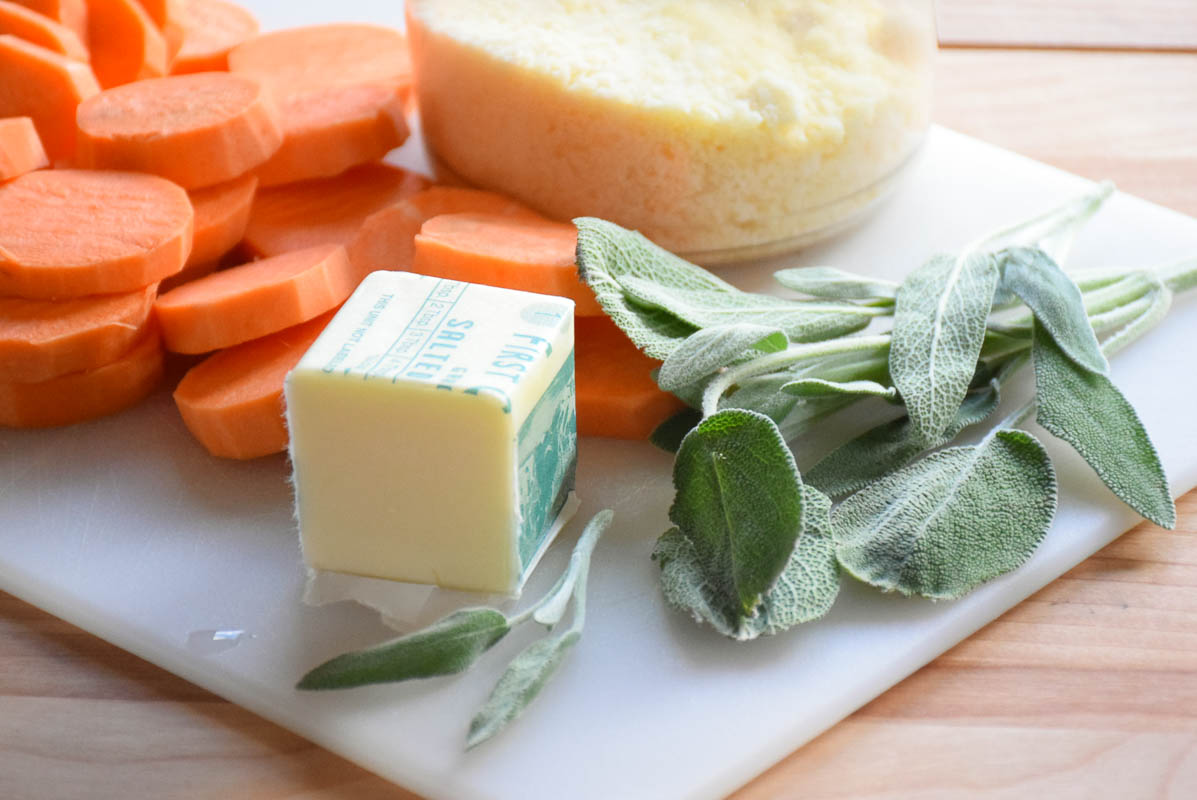 Ingredients for sweet potato recipe.