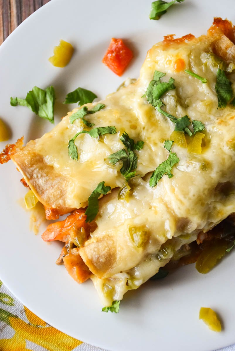 Roasted Shrimp Enchiladas with Cheesy Jalapeno Sauce - Grumpy's Honeybunch