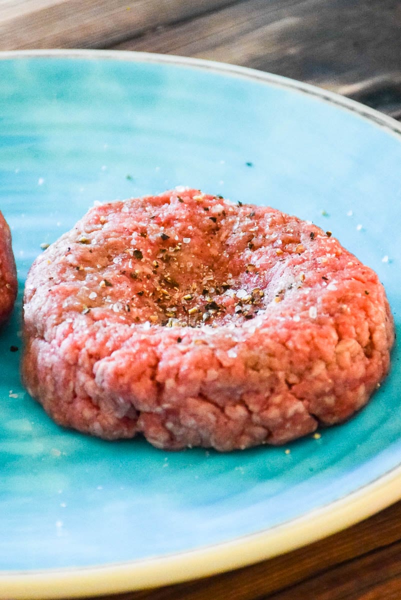 raw burger patty