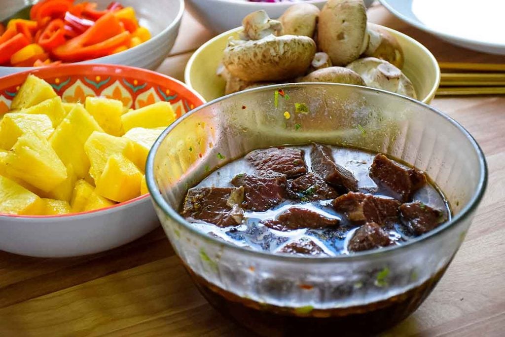 prepped ingredients for the marinade recipe