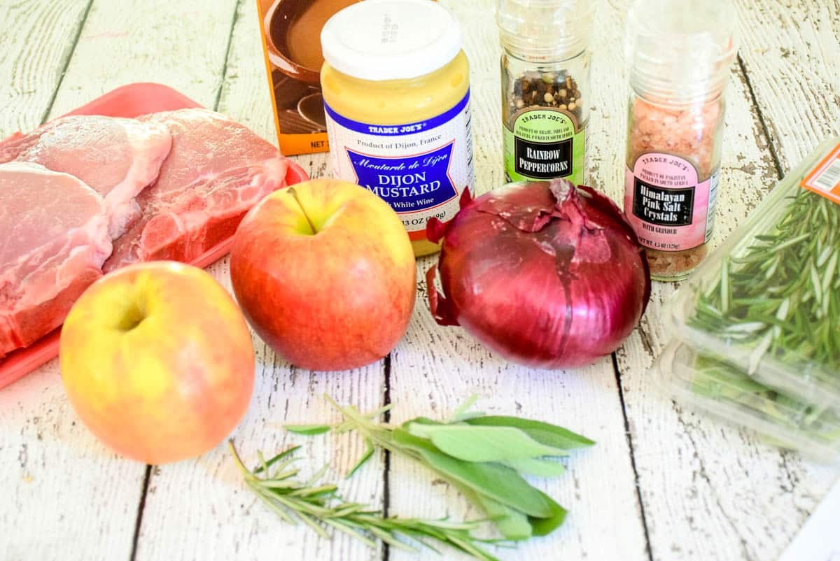 Ingredients for pork chop recipe.