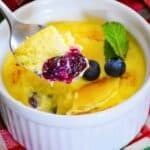 A spoonful of Keto Blueberry Creme Brulee.