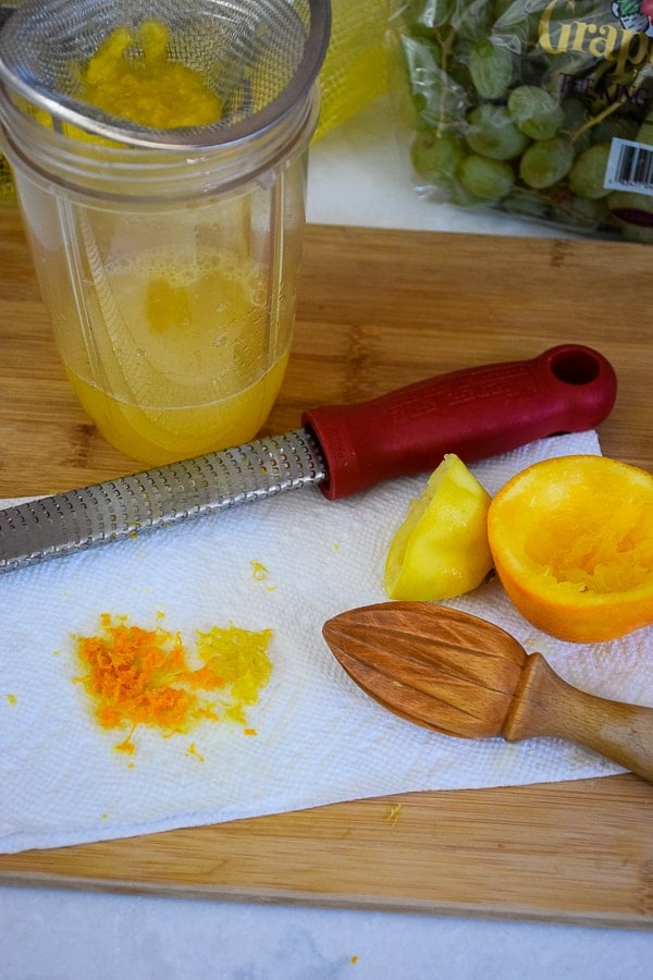 Lemon and orange juiced and zested.