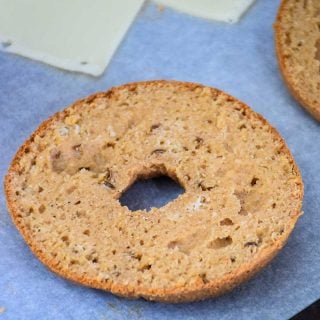 Keto Bagel sliced in half to show inside texture.