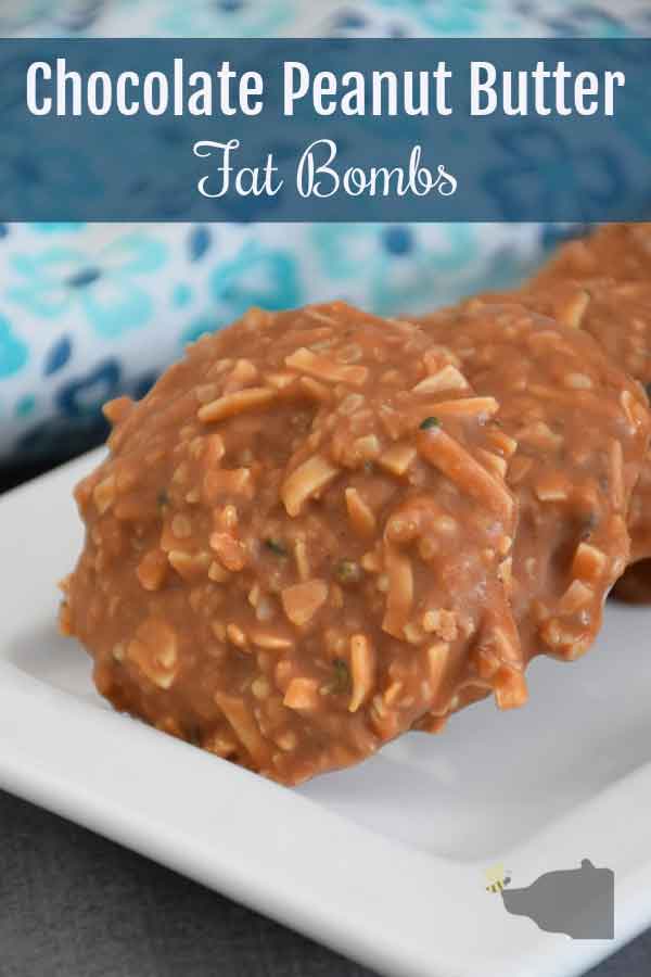 Chocolate Peanut Butter Fat Bomb Recipe pinnable image