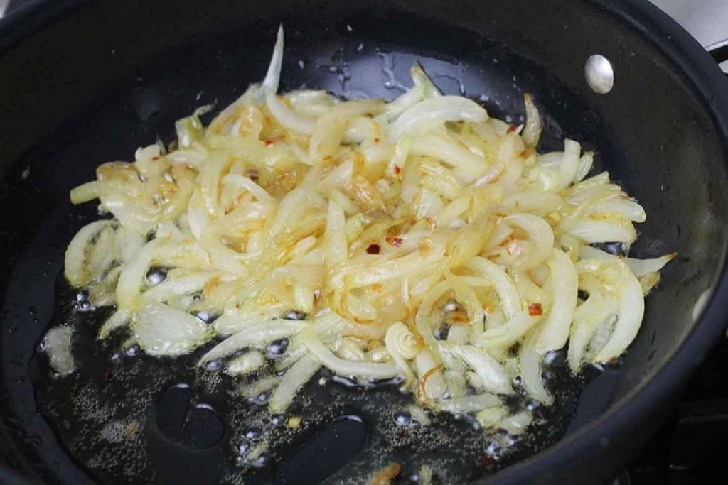 Cooked onions in skillet before for the patty melt recipe