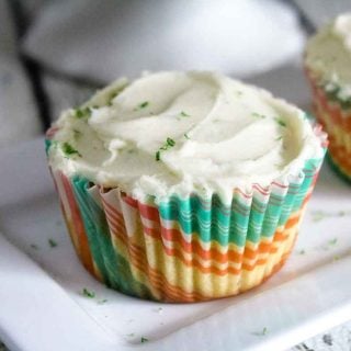 two keto coconut cupcakes on a plate