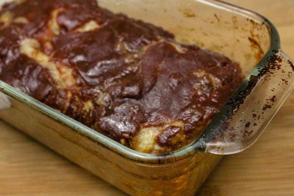 Baked Sweet & Sour Meatloaf made with Ground Veal in loaf pan