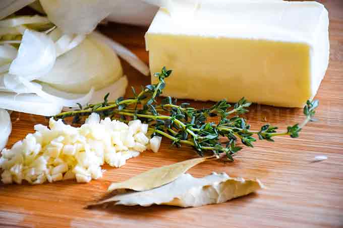 Ingredients for soup recipe.