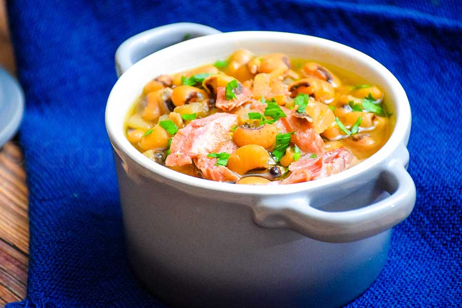 Slow Cooker Black-Eyed Peas in a serving dish