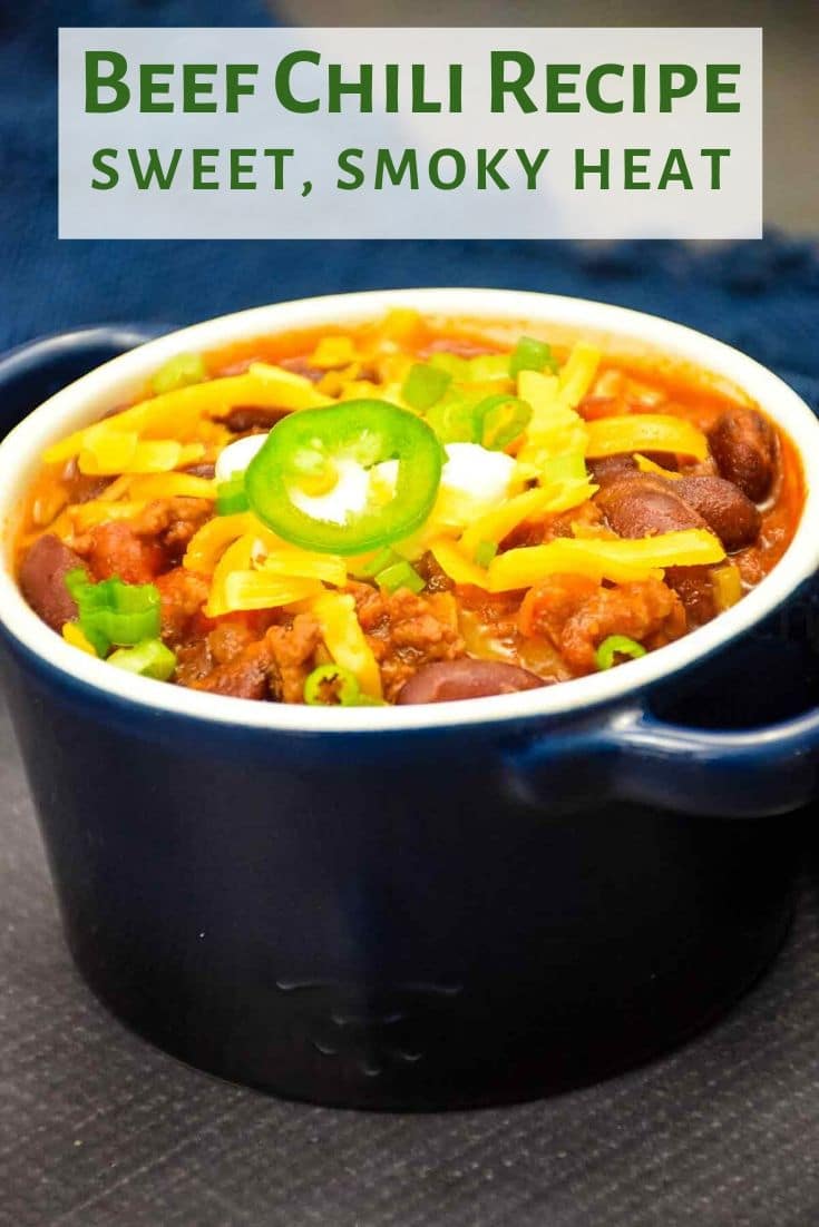 Pinnable Image for Beef Chili Recipe.