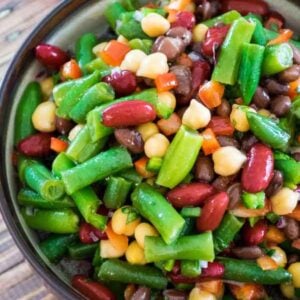Overhead image of 4 bean salad.