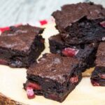 Black Forest Brownies stacked.