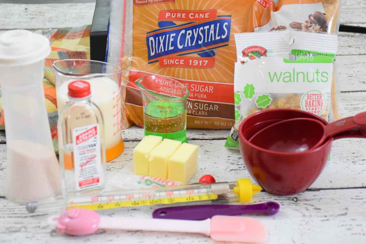Ingredients for making Penuche Fudge.